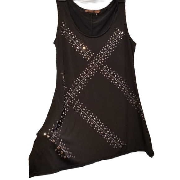 Belldini Size Large Black Sleeveless Tunic Tank - Picture 3 of 8